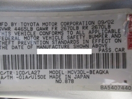 2003 LEXUS ES300 SILVER 3.0L AT Z16252